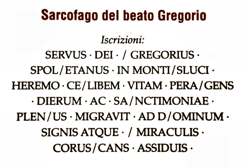 Il sarcofago del Beato Gregorio